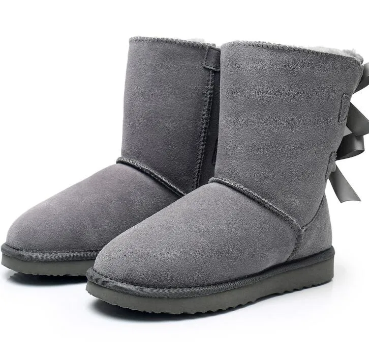 2021 Ny stil Hot Sell Fashion Ribbon Bow Middle Tube Women Snow Boots Sheepskin Varm fri transport