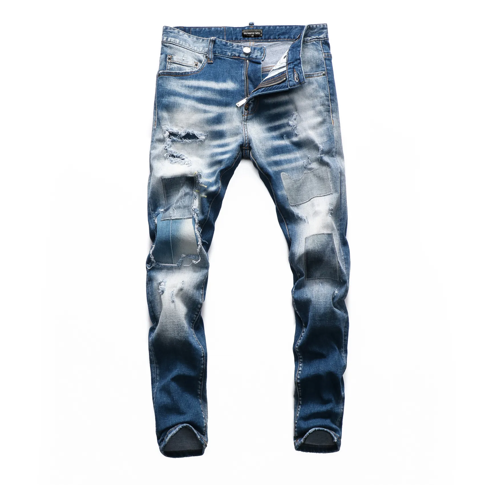 DSQ Phantom Turtle Men's Jeans Mens Italian Designer Jeans Skinny Ripped Cool Guy Causal Hole Denim Fashion Fashion Fit Jeans Mens Washed Pantalon 65212