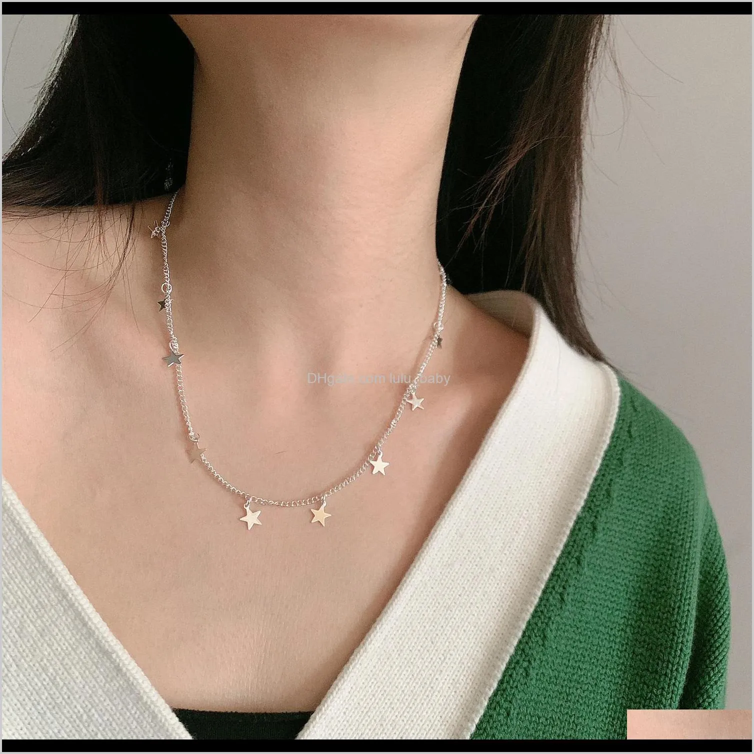 golden tie same choker fashion simple five-pointed pendant necklace star jewelry