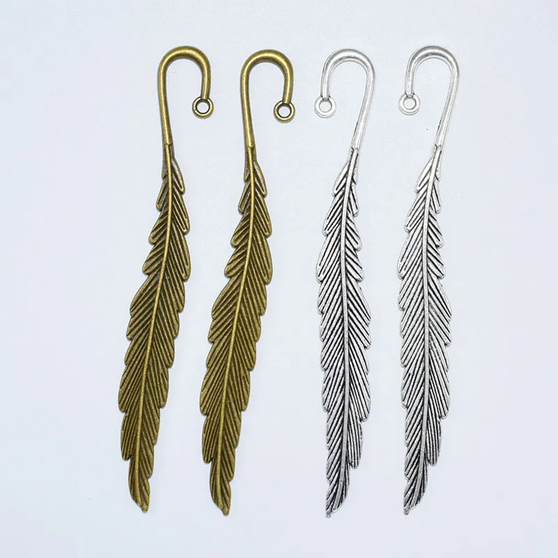 Party-Geschenk, tibetisches Silber/Bronze-Ton, Blatt-Feder-Charms, Anhänger, Lesezeichen für selbstgemachte Halsketten, Ohrringe, Schmuckherstellung