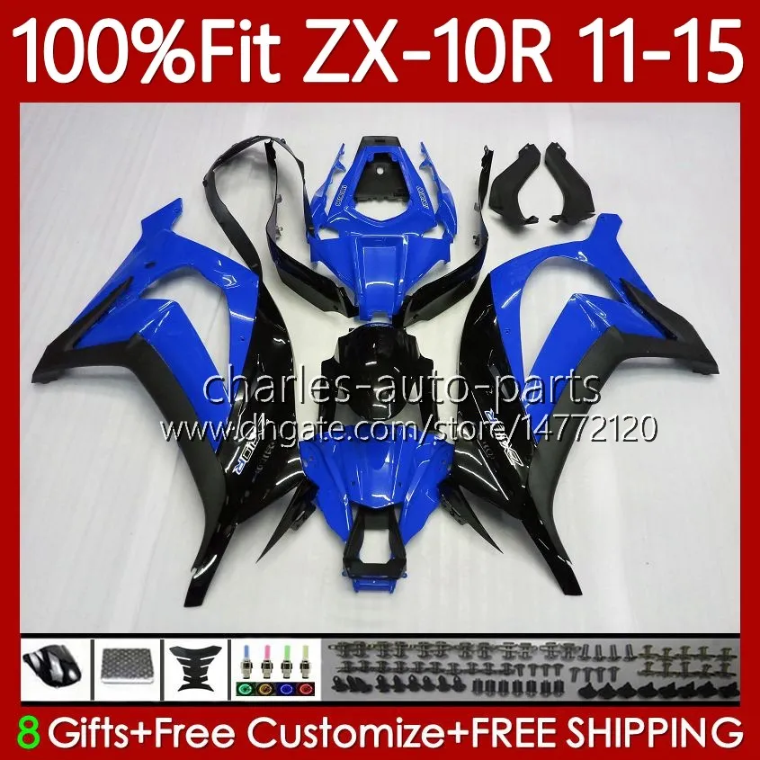 Fairings de OEM para Kawasaki Ninja ZX-10R ZX 1000 CC 10 R 2012 2012 2013 2014 2015 azul preto 101NO.107 ZX1000 C ZX 10R 1000CC 11-15 ZX-1000 ZX10R 11 12 13 14 15 Órgão de injeção