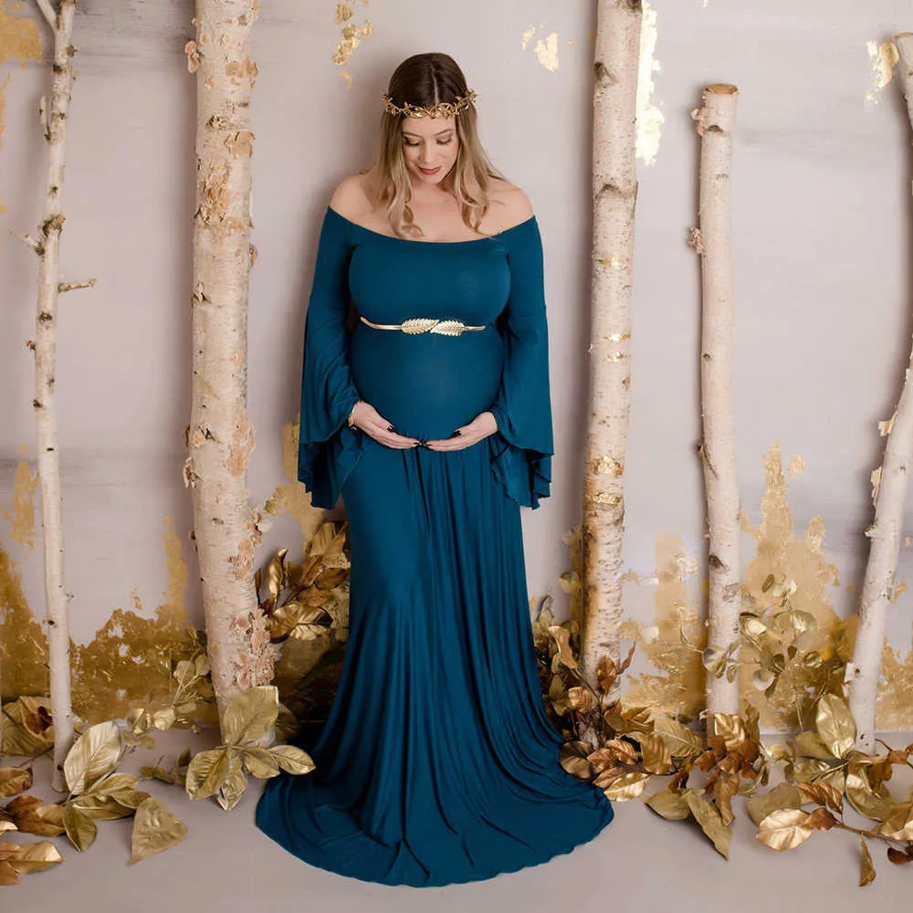 جديد الكتف فساتين الأمومة طويل المرأة الحمل التصوير الدعامة ماكسي الأمومة ثوب اللباس لصور الحوامل تبادل لاطلاق النار 2020 x0902