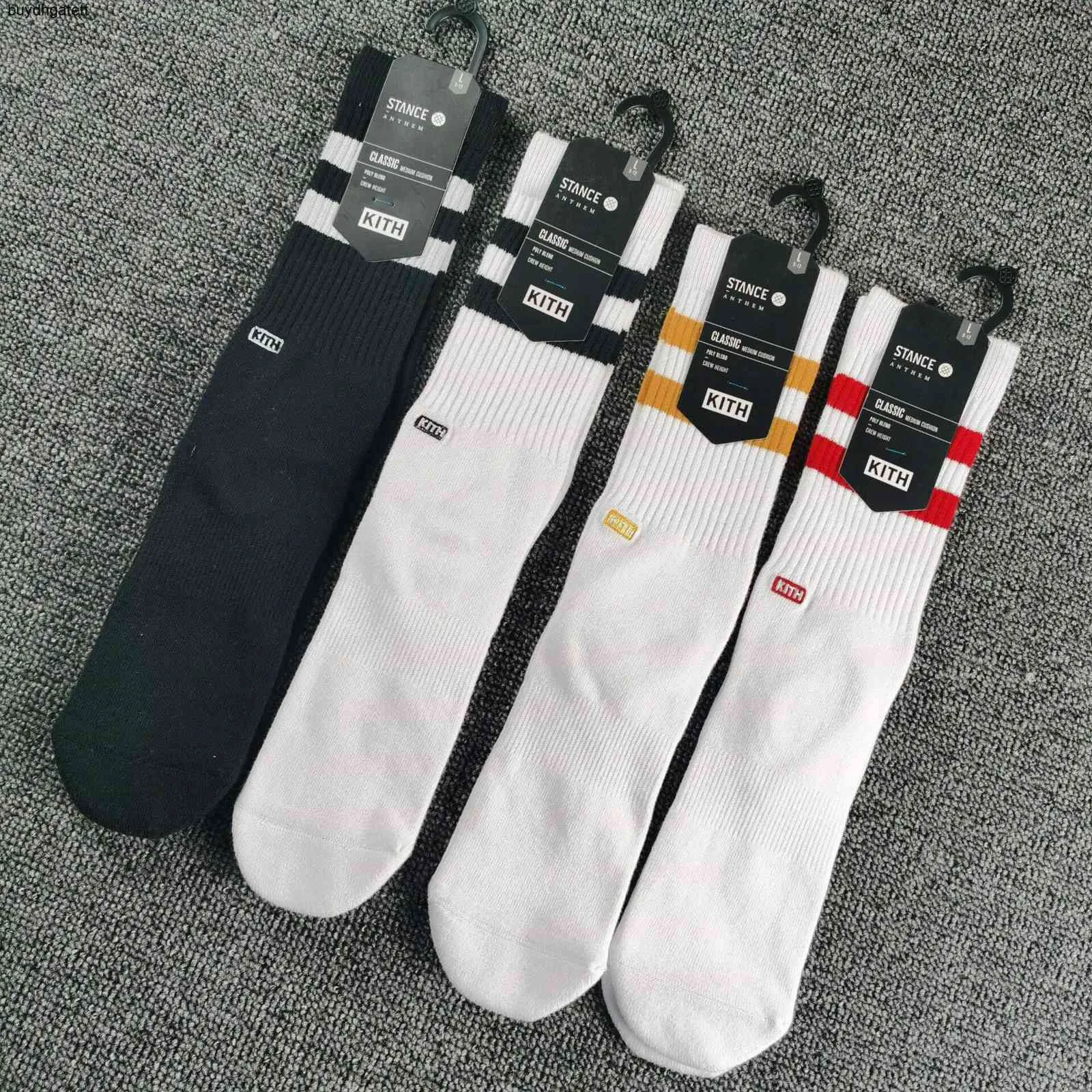 Stance Europe and America Kith Meias de Basquete Masculino Feminino Tubo Alto Skate Moda Preto Branco Casual Tendência9629