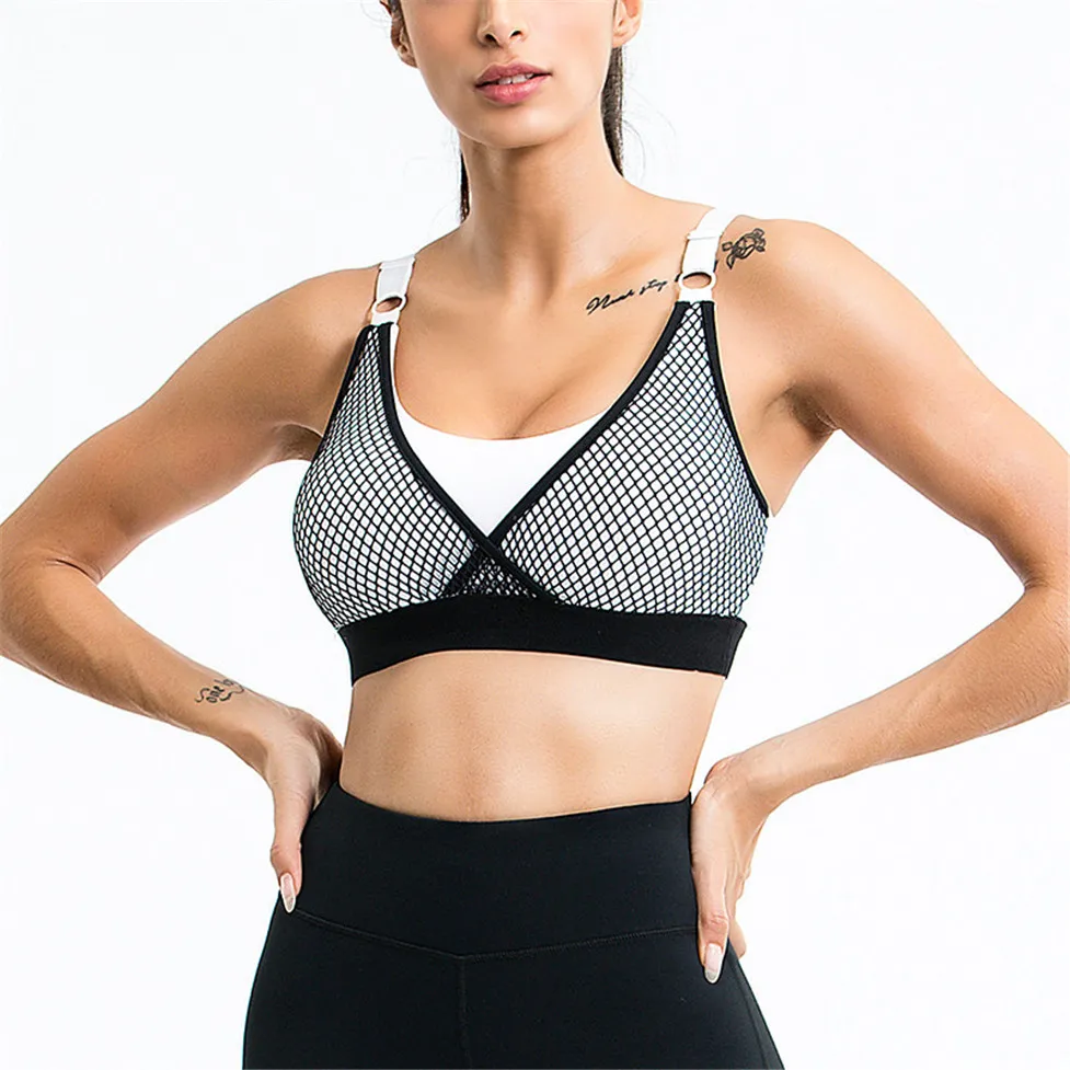 Reggiseno sportivo Melody Activewear Top Reggiseno da yoga traspirante da donna Reggiseni da corsa Canotta da ginnastica in rete Reggiseno push-up Abbigliamento sportivo