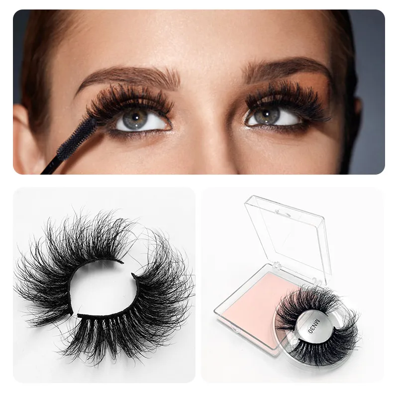 Partihandel Fulffy 25mm Mink Lash 3D False Eyelash Ankomst mig 25 mm långvariga fransar Naturliga ögonfransar Rundlåda Förpackning