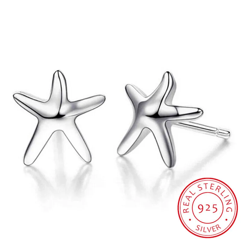 Genuine 100% Real Pure 925 Sterling Silver Starfish Earrings Fine Jewelry , Yedt-0013