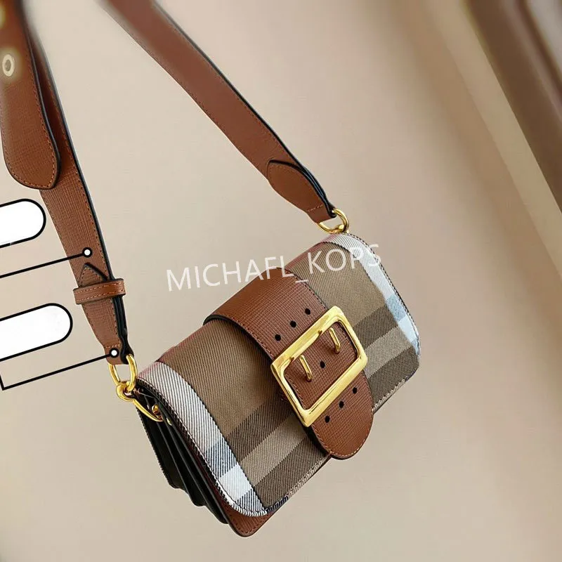 Frauen Crossbody Bag Patchwork farbige Schnalle Echtes Lederklappen Schulter Messenger Tasche mit Handytasche