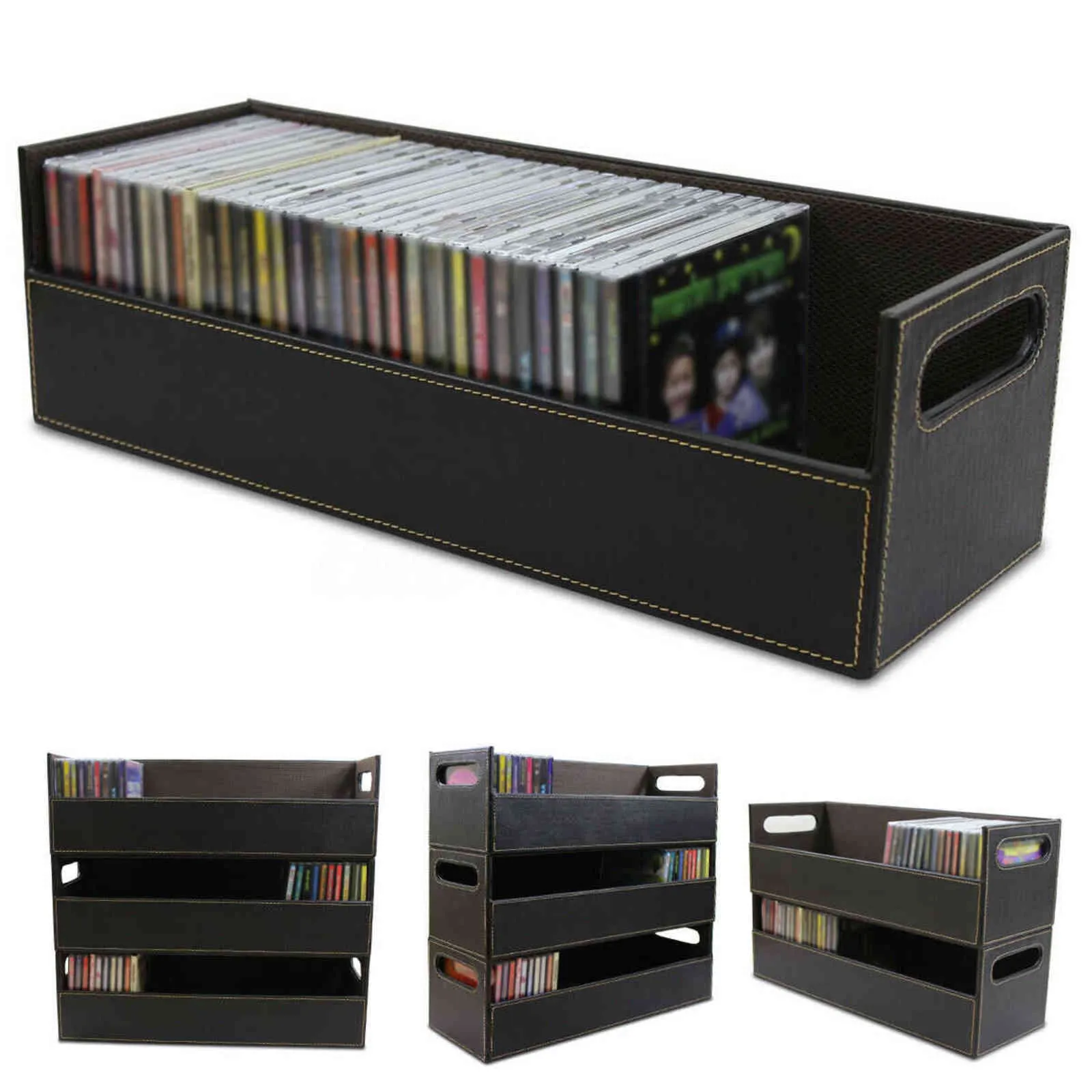 Electronics Storage Racks Box Bamboo Electronics Storage Box Disc Organizer Rack Holder Clear Single ...