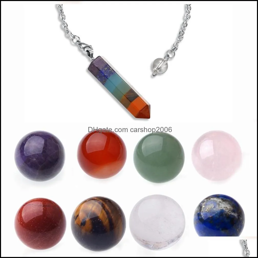 7 Chakra Stone Bracelet Gift Box Friends 7 Chakra Stone Spheres Collection Women Men Healing Yoga Quartz Crystal Pendant Necklace