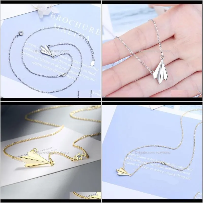 paper airplane necklace female japanese style simple star childhood short clavicle chain pendant necklaces