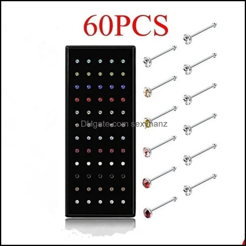 Other Stainless Steel Crystal Nose Ring Women Girl Piercing Stud Lot Body Jewelry