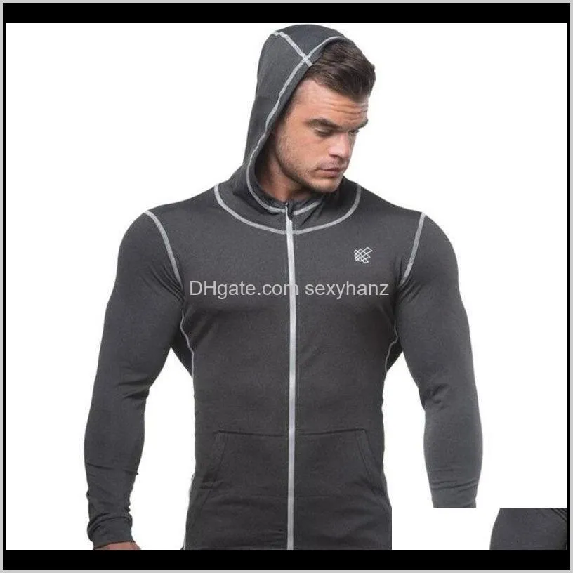 autumn men zipper thin sweatshirt hoodies man bodybuilding workout hooded jacket male gyms fitness jogger tops clothing