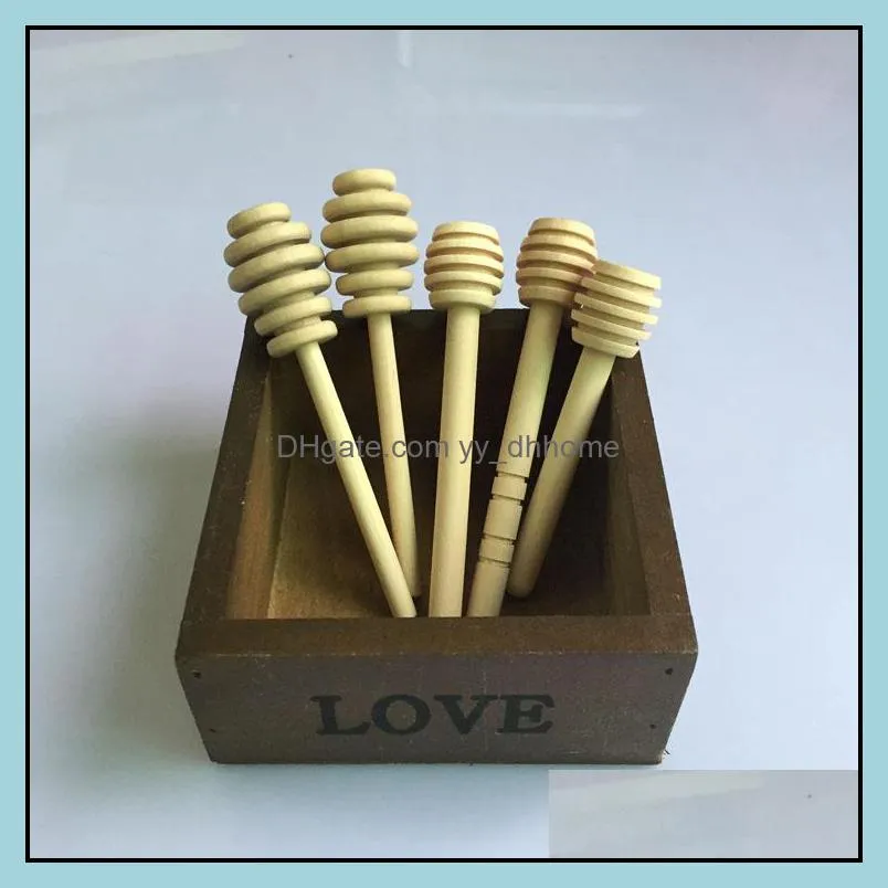 8cm /10 cm /10.4cm long Mini Wooden Honey Stick Stirrer Honey Dippers Party Supply Spoon Stick Honey Jar Stick