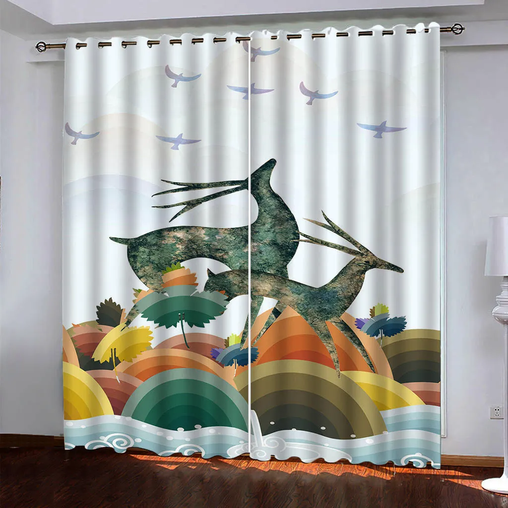 抽象的なモダンなスタイルの遮光カーテンラグジュアリーカーテンリビングルームベッドルーム3 dプリントキッチンドレープ