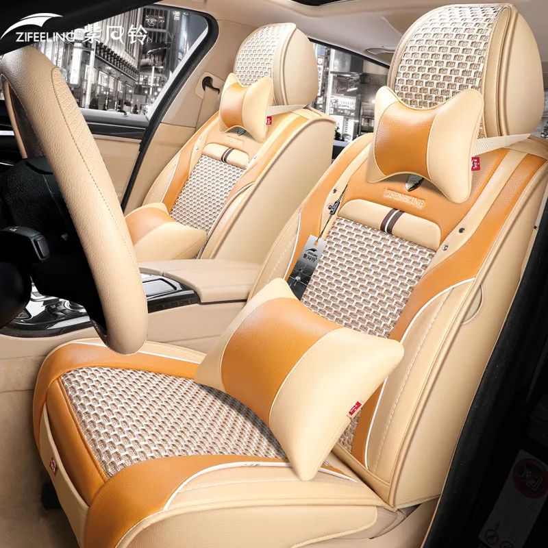 Housse de siège d'accessoire de voiture pour berline SUV Coussin universel en cuir de haute qualité durable comprenant cinq sièges avant et arrière Cove212G