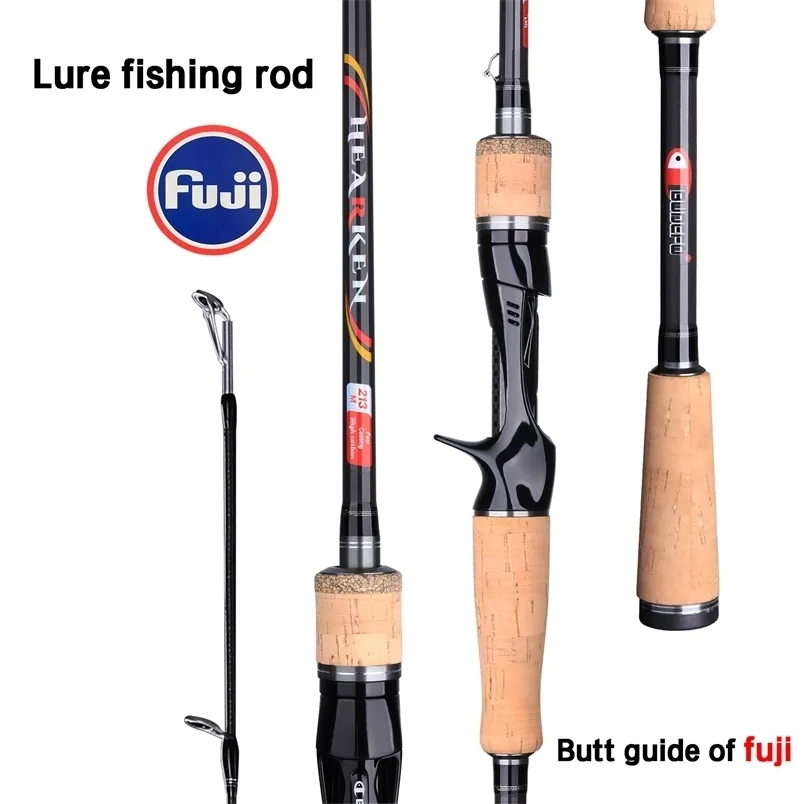BUDEFO Spinning Casting Fuji Lure Fishing Rod 1.68m 1.8m 2.1m 2.4m 2.7m 3.0m Baitcasting T800 Carbon 3-50g Mifine Travel 220210