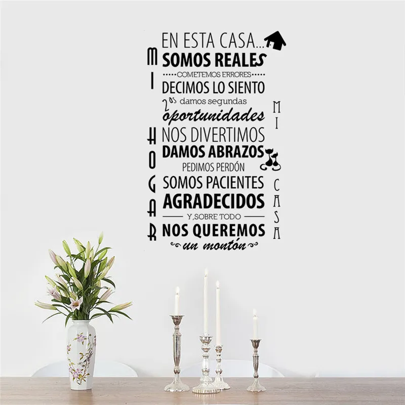 EN ESTA CASA wall sticker Decals Living Room Bedroom Home decoration Family gift vinyl wall art Poster 210420