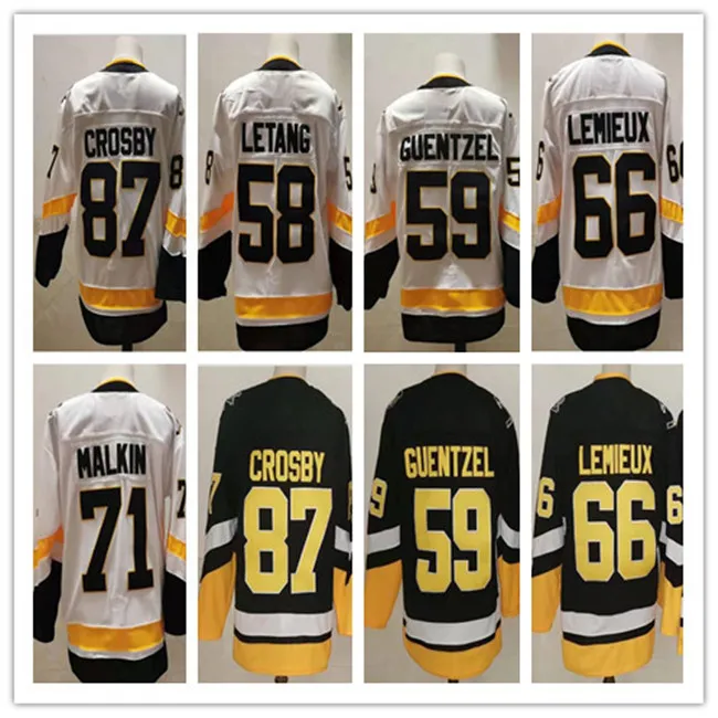 Reverse Retro Hockey su ghiaccio Sidney Crosby Jersey 58 Kris Letang 59 Jake Guentzel Lemieux Evgeni Malkin Jason Zucker Blank 2022 Alternate Black Men Stitched