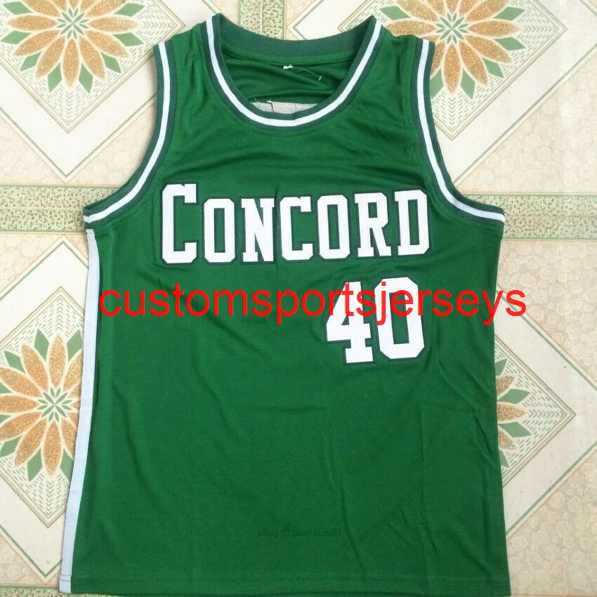 Cosido Shawn Kemp # 40 Concord High School Baloncesto Jersey Película Bordado verde Tamaño XS-6XL Personalizado Cualquier nombre Número Camisetas de baloncesto