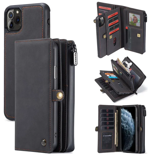 Luxe Rits Magneet Telefoon Case Portemonnee Pouch Gevallen Voor iPhone 12 Mini SE 7 8 11 Pro XS Max X XR Flip Lederen Kaart