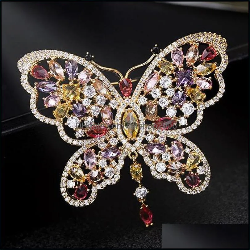 Pins, Brooches Zlxgirl Bridal Jewelry Color Various Specifications Zircon Butterfly Brooch Pins Copper Scarf Corsage Men