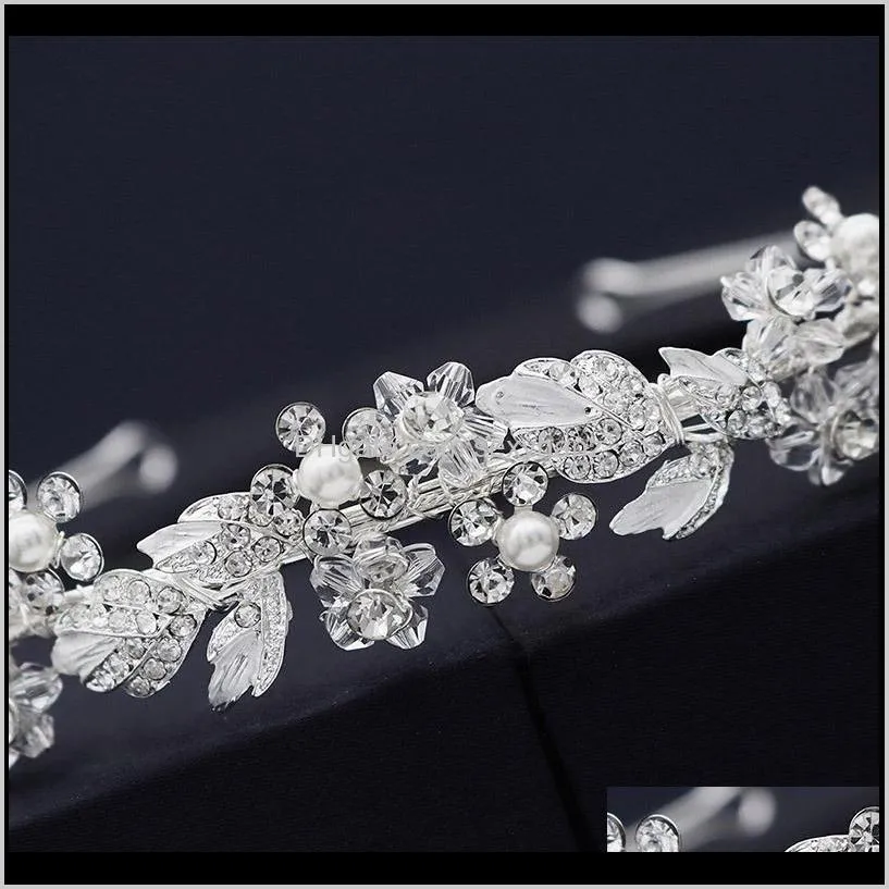 women headpeice handmade sparkling crystal headband flower leaf hair band tiara bride wedding hair jewelry accessories xh