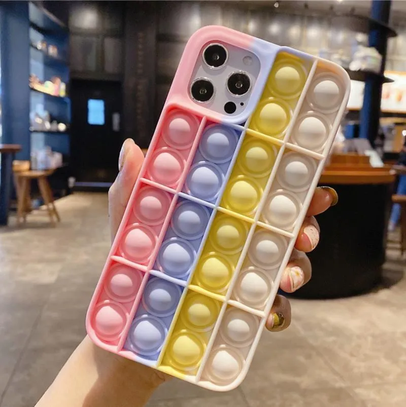 Fidget Case 3D Decompression Silicone Fidget Rainbow Phone Case 13/12 Mini/Pro/11 ...