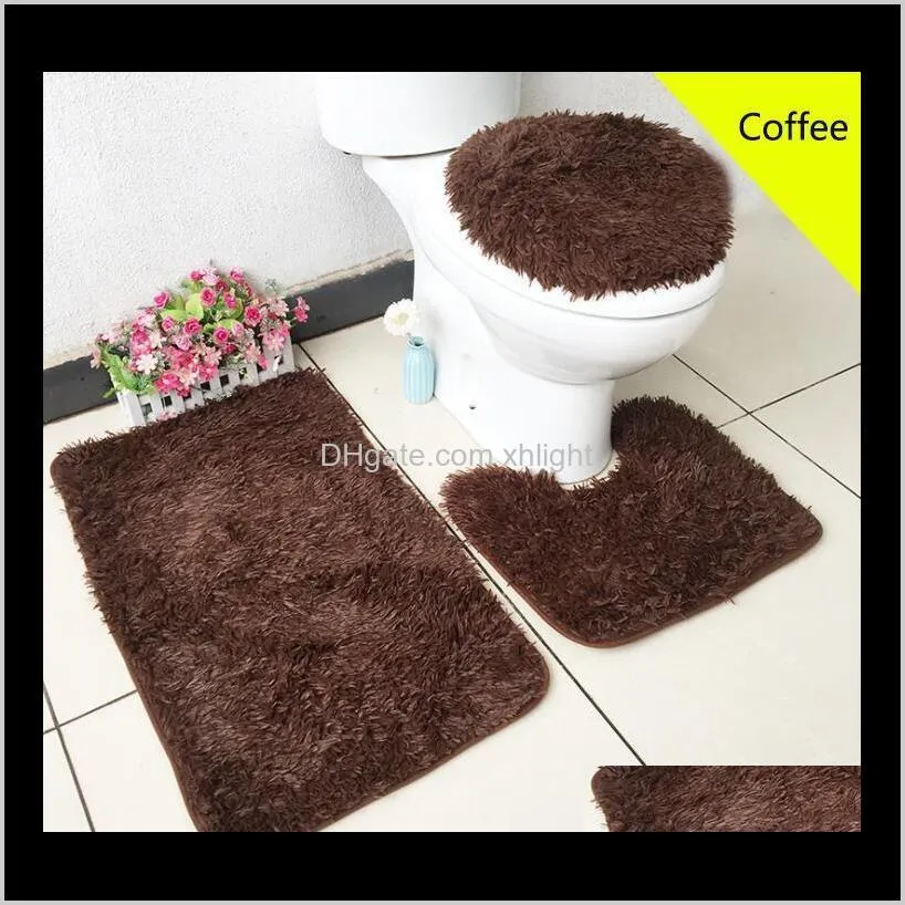 fyjafon 3 piece set toilet lid covers for bathroom bath mat non slip rug plush seat