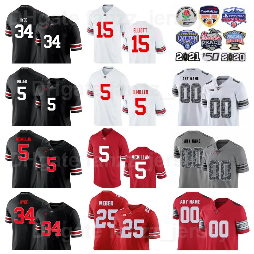 NCAA Ohio State Buckeys College 15 Ezekiel Elliott Jersey Football 5 Raekwon McMillan 3 Michael Thomas Braxton Miller 34 Carlos Hyde 17 Jerome Baker Man High/Top