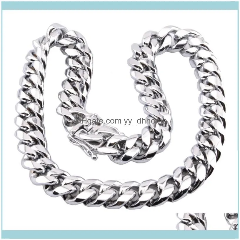 Chains 16mm Wide Huge Heavy Stainless Steel Silver Color Biker Jewelry  Cuban Curb Chain Men Link Necklace Or Bracelet Cool