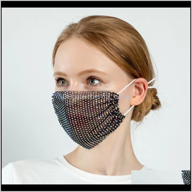 masks star water drill three-dimensional mask girls sequin korean dust-proof summer trend black breathable kz07