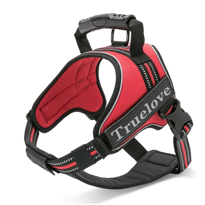 Truelove Pet Dog Harness inプル反射ステッチの取り外し可能な胸パッドと性格ヘビーデューティハンドルトレーニングVESTTLH5753 210712