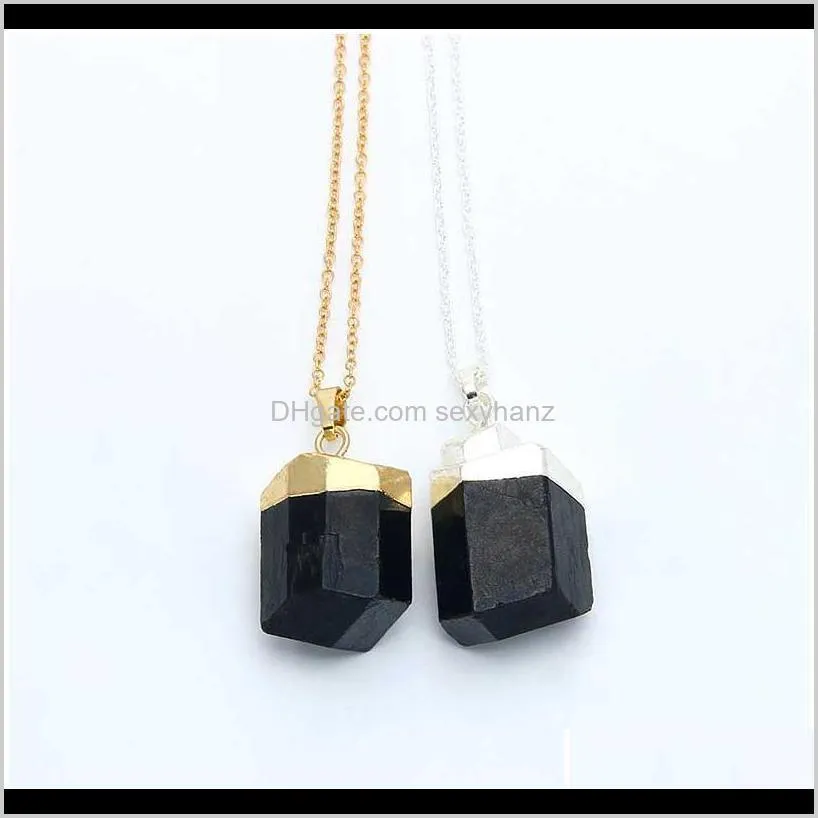 black tourmaline pendant irregular raw healing crystal necklace black stone pendant druzy jewelry natural chakra stone qylsfh