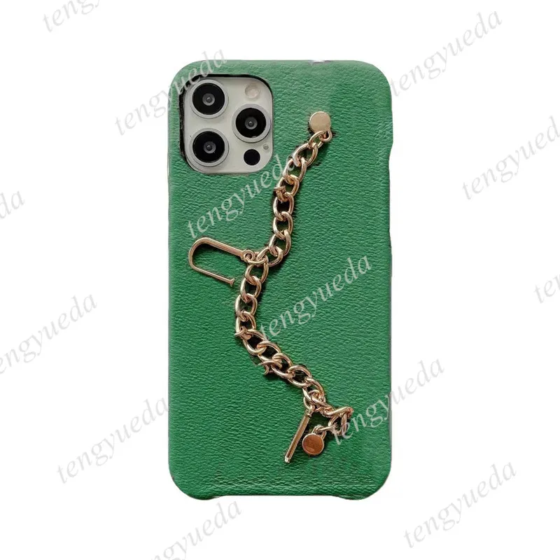 Custodie per telefoni di alta moda per iPhone 14 14pro 14plus 13 13pro 12 12Pro Max 11 11pro XS XR XsMax 7/8 plus Custodia per cellulare di design in pelle con catena a mano