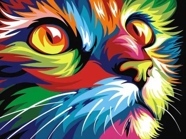 DIY 5D Lisa Frank Diamond Painting Animal Lion Cat Cross Stitch
