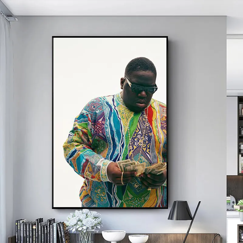 Biggie Smalls płótno plakaty i druki Portriat Biggie Smalls obrazy na płótnie na ścianę nowoczesny obraz ozdobny