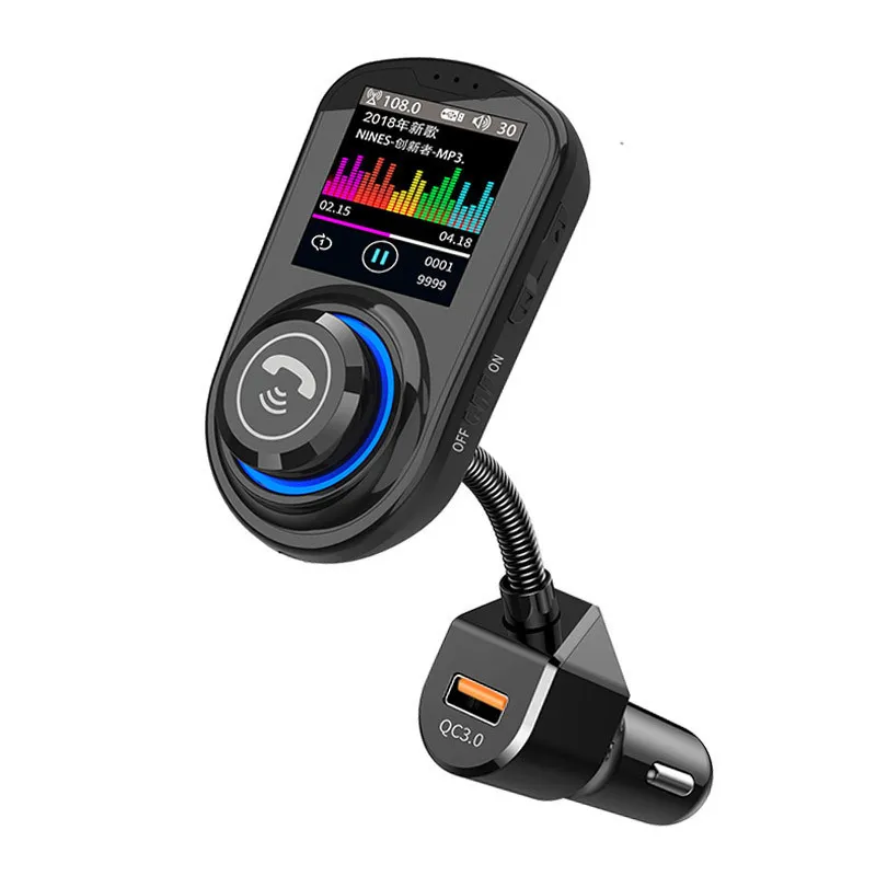 Bluetooth Car Kit FM Transmissor Handsfree QC 3.0 USB Phone Carregador Sem Fio Áudio Radio Receptor MP3 Player Suporte TF Cartão U disco