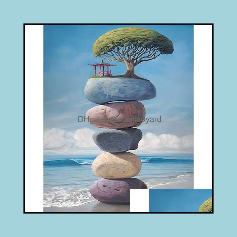 Paintings Paint By Number Canvas Painting Kits Seaside Crafts Diy Art Acrylic Picture Numbers Stone Mountain Modern For Home Decors