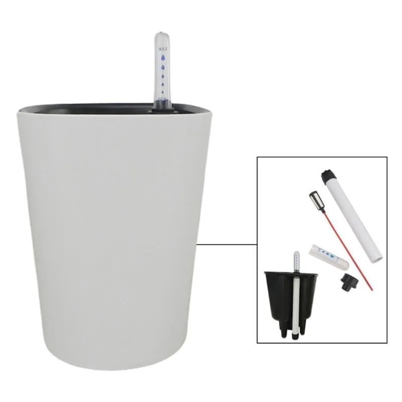 PP Self Watering Planters Blomsterkrukor Inomhus med vattennivåindikator Garden Modern Dekorativ Planter Pot för alla husplantor 210615