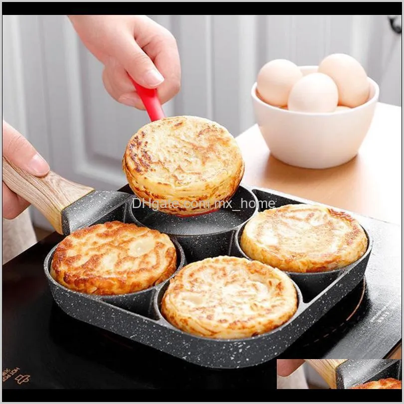 yomdid four-hole frying pot egg pancake frying pan thickened omelet pan for fried eggs potato cakes burgers kitchen cookware