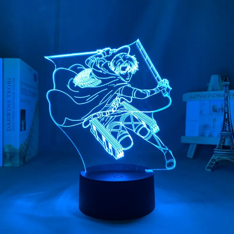 야간 조명 Anime Attail Titan in 침실 장식 어린이 선물 테이블 3D AOT