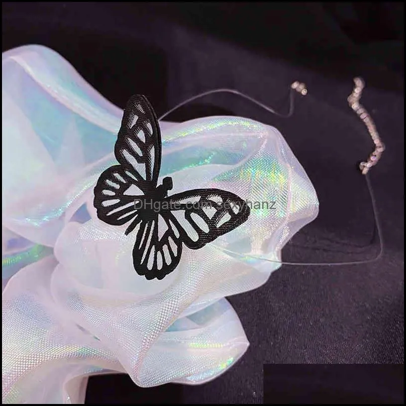 Black invisible Butterfly Necklace Female Minority dign collar neck band Choker temperament cold wind clavicle chain tide