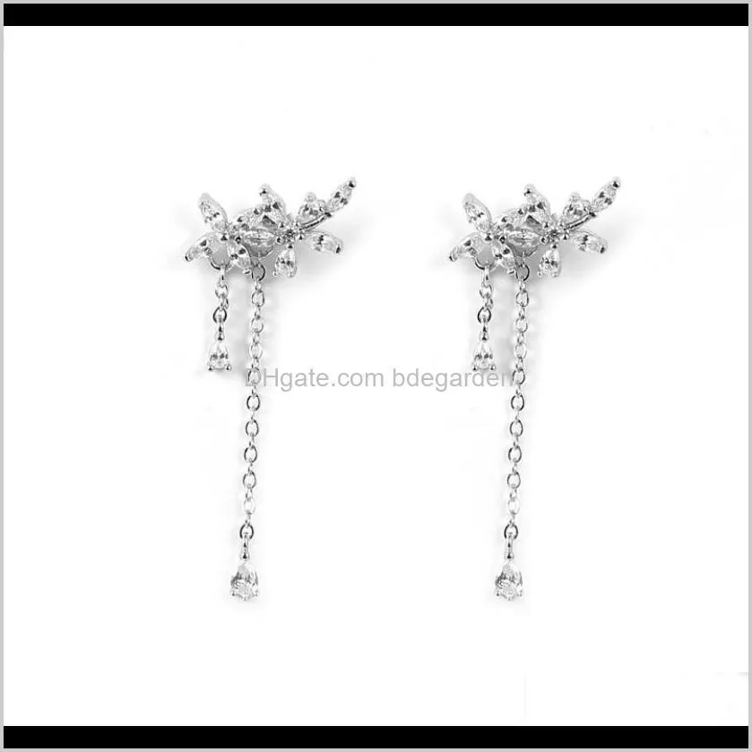 earrings S925 sterling silver earrings for women tassel flowers earrings hot fashion free of shipping