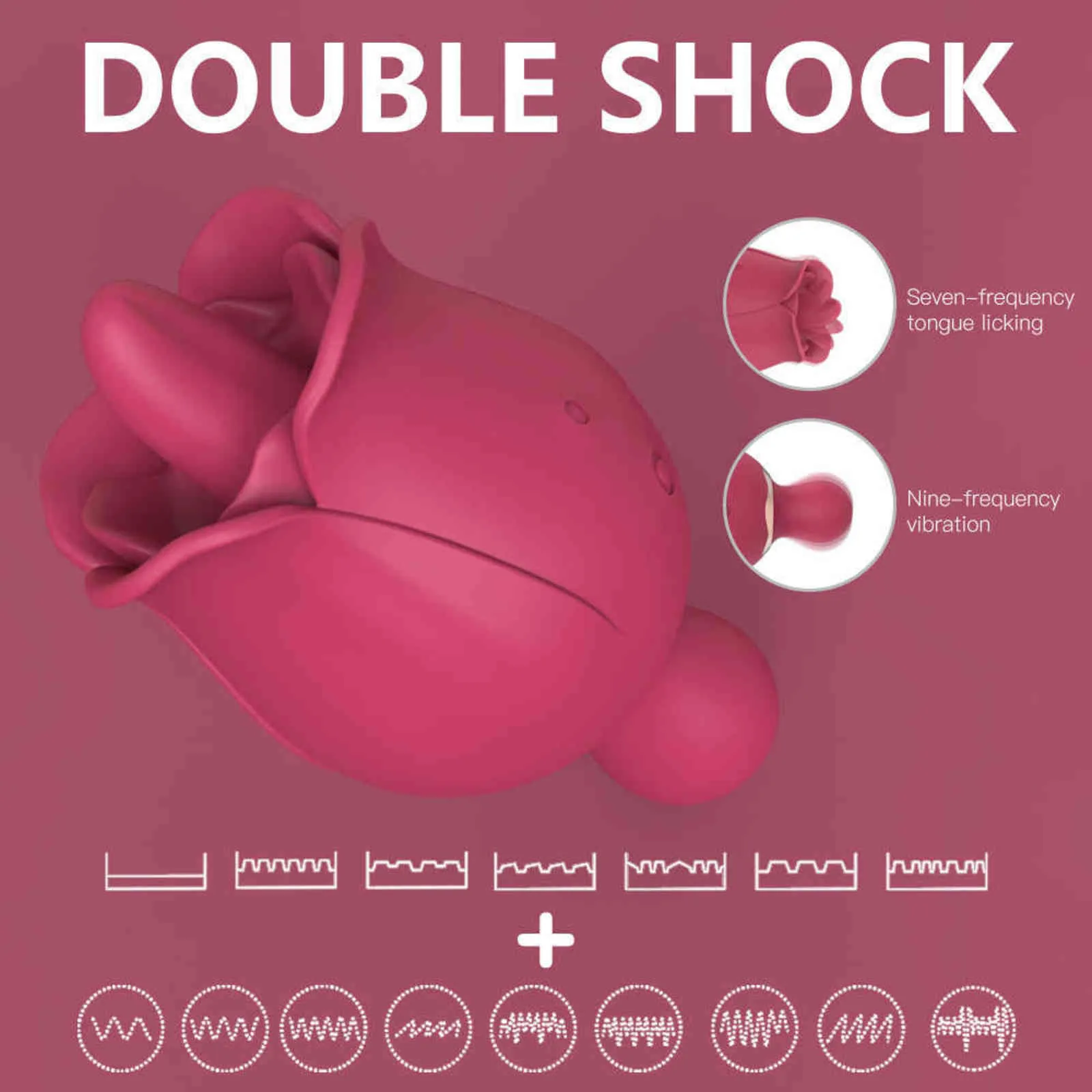 NXY Pump Toys Vibratore a forma di rosa per donne, lecca-lingua clitorideo, mini piccolo, con 7 modalità, 9 potenti vibrazioni orali_voghion.com