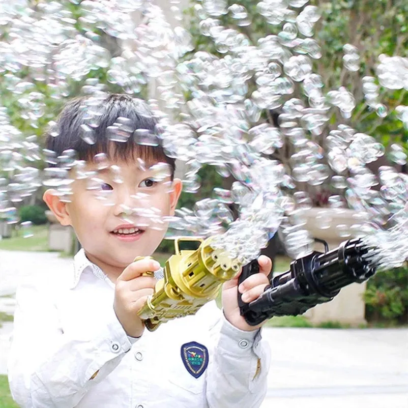 Kids Gatling Bubble Gun Toys Summer Automatic Soap Water Machine For Children Toddlers Indoor Outdoor Wedding