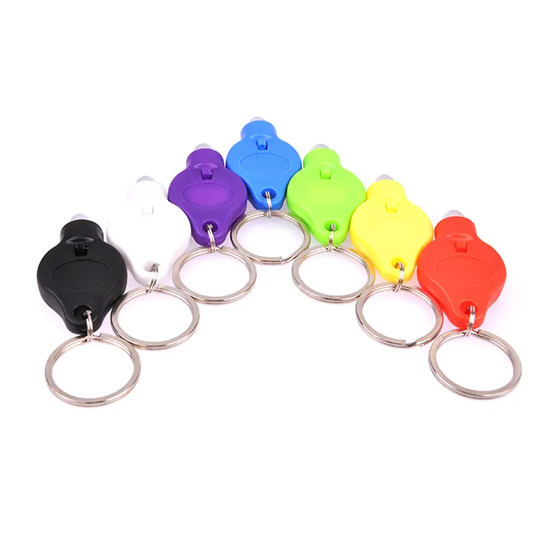 Mini veilleuse LED porte-clés de fête, de voiture, lampe de poche Portable à pression manuelle, projecteur, lampe torche pour enfant, chaîne cadeaux