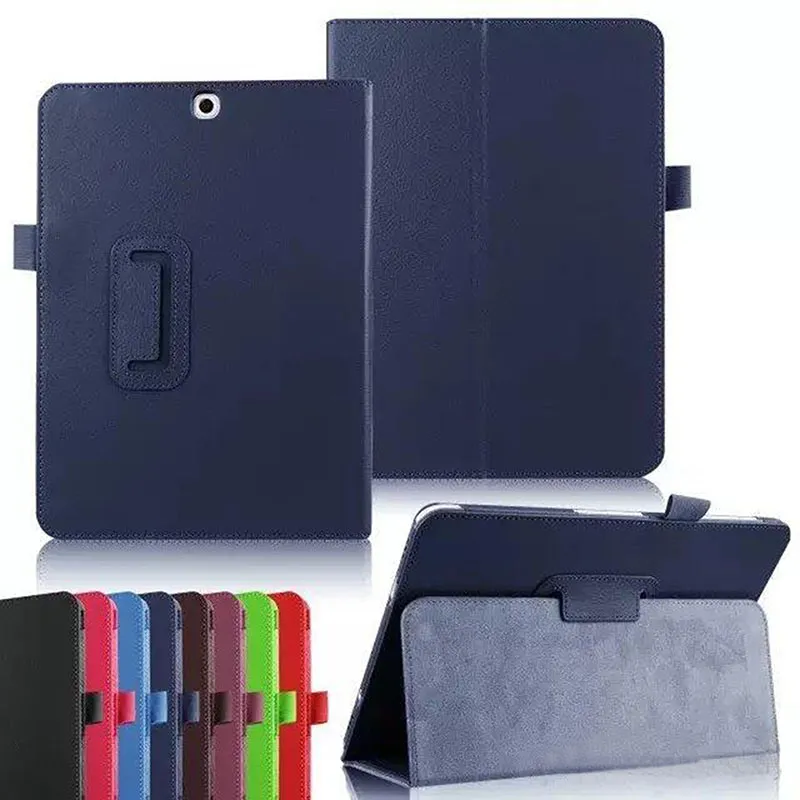 Flip Litchi PU Läder Företagsfall för Samsung T220 T870 T500 T307 P610 T385 T290 T550 T590 T860 T580 T510 Stativhållare Folio Cover