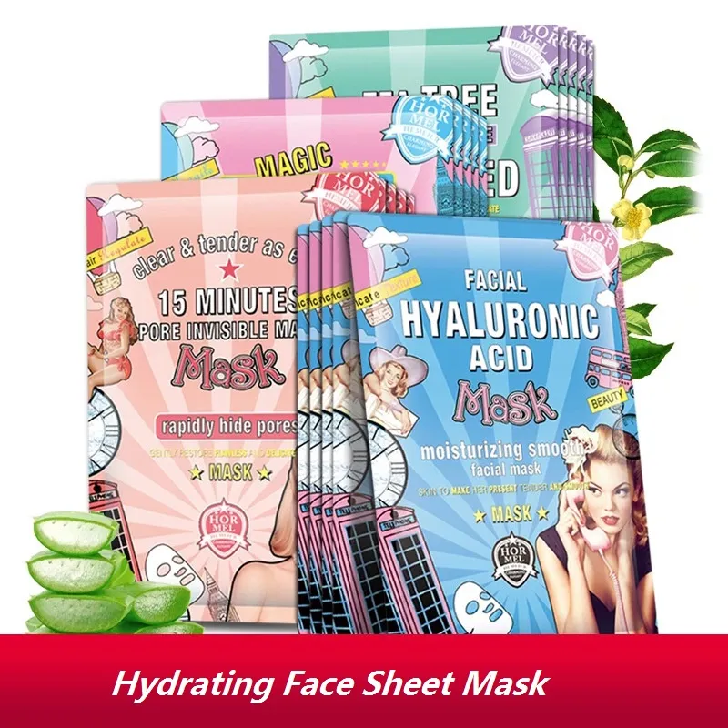 Te Tree Oil Essence Moisturizing Masks Sheet Natural Organic Beauty Hudvård Hydrating Facial Mask för män Kvinnor