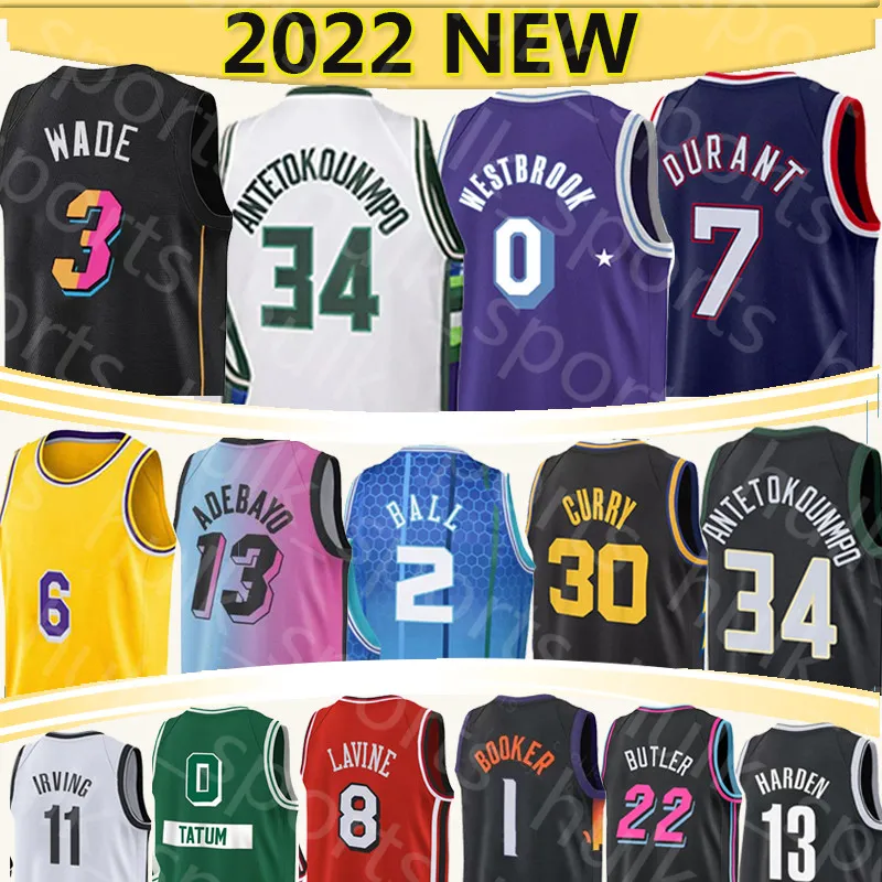 34 Antetokounmpo Devin 1 Booker Basketball Jerseys Lamelo 2 Ball 0 Westbrook Tatum 8 Lavine 11 Irving 7 Durant 3 Wade Jokic Adebayo Ayton Morant 75th anniversary