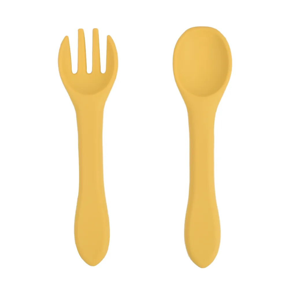 Food Grade Silicone Spoon Fork Children Tableware Baby Supplement Set
